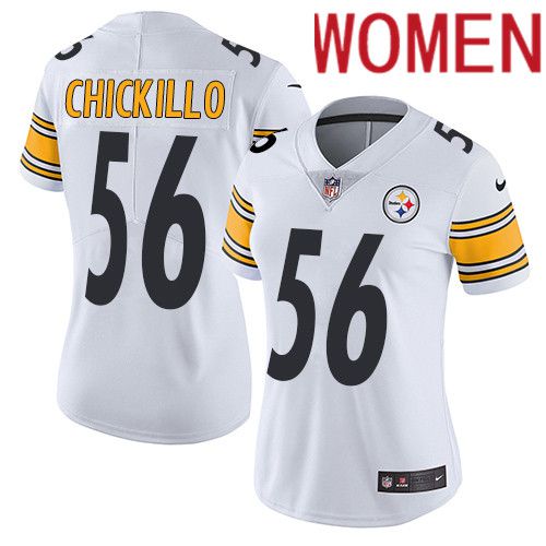 Women Pittsburgh Steelers #56 Anthony Chickillo Nike White Vapor Limited NFL Jersey